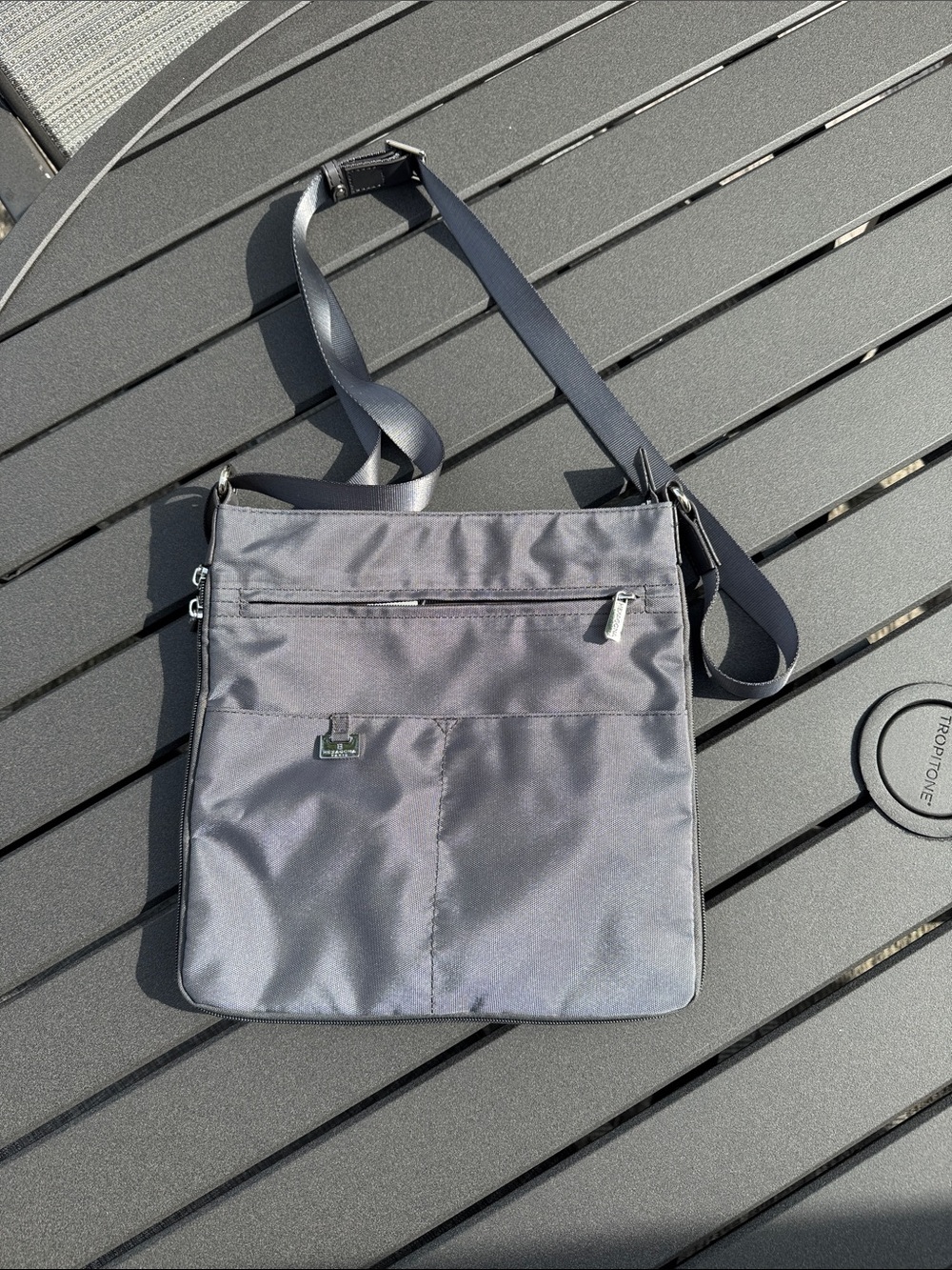 Men's/Unisex Gray Nylon Messenger Crossbody Bag with Adjustable Strap